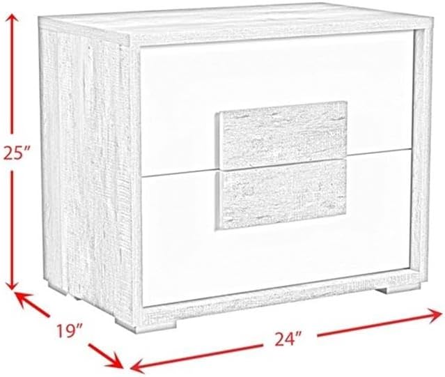Pemberly Row Contemporary Wood Queen 5-Piece Bedroom Set, Dual Tone Finish, LED Headboard, USB Nightstand, Dovetail Drawers, Modern Design for Stylish and Functional Bedroom Decor