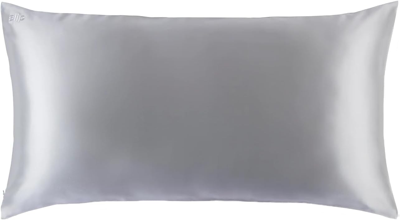 slip King Pure Silk Pillow Case - 100% Pure 22 Momme Mulberry Silk - King Size Standard Pillow Case -Anti-BedHead, Anti-Sleep Crease, Silver (20' x 36')