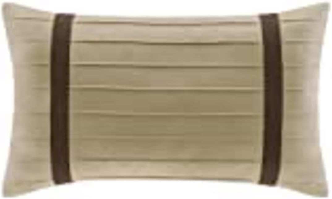 Madison Park Cozy Comforter Set-Luxury Faux Suede Design, Striped Accent, All Season Down Alternative Bedding, Matching Shams, Decorative Pillow, Natural, California King (104 in x 92 in)