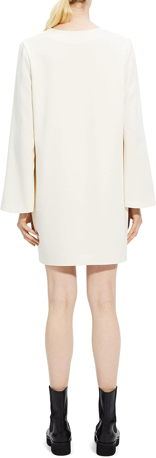 Theory Women's Split Neck Crepe Mini Dress