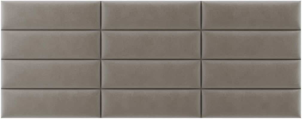 Vänt Upholstered Wall Mounted Headboard Panels -Fredrick Layout - 117' X 46'-Configuration of 12 Individual Panels - Recommended for King-Cal King - Velvet/Sand Storm