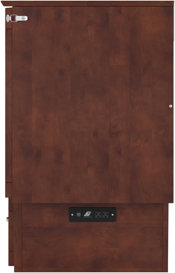 AFI, Nantucket Twin Murphy Bed Chest with Mattress, Storage Drawer, and Built-in USB Charger, Walnut