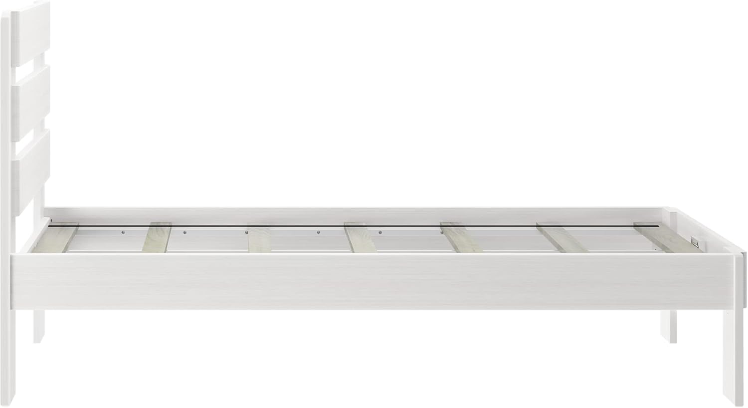 Plank+Beam Rustic Wood Twin Bed Frame, Platform Bed with Headboard, Slatted, White Wash