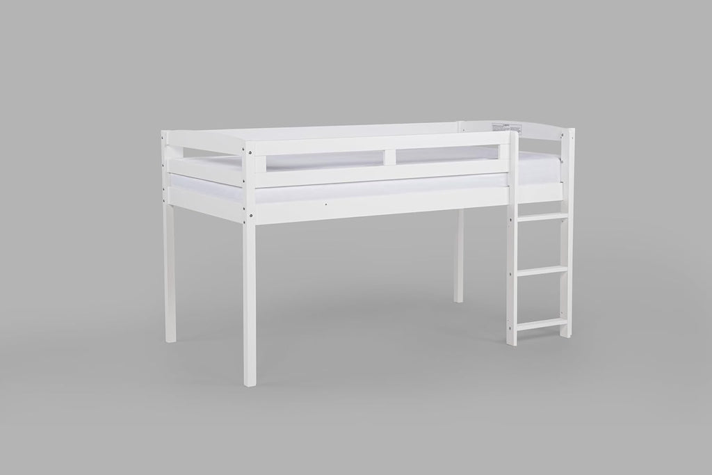 Tribeca Wood Low Loft Bed Frame / 14 Slat Supports/No Box Spring Necessary/Easy Assembly/Twin - White