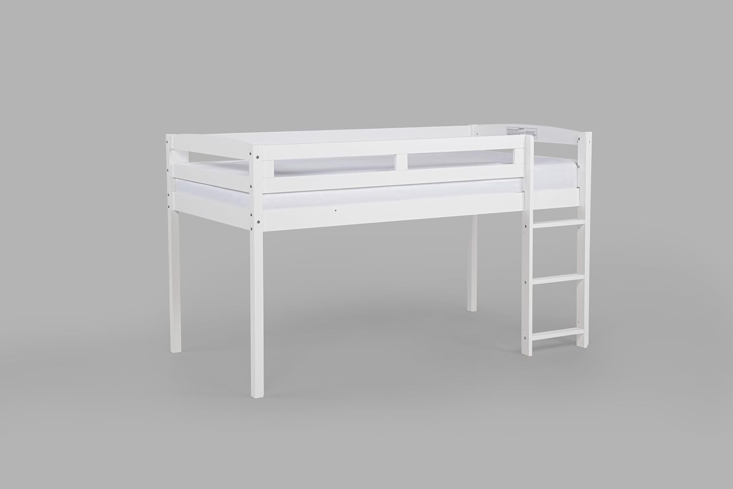Tribeca Wood Low Loft Bed Frame / 14 Slat Supports/No Box Spring Necessary/Easy Assembly/Twin - White