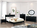 MASARA 4-Piece Mid-Century Modern Queen Bedroom Set in Black Finish, Engineered Solid Wood, Wood Veneer, Others