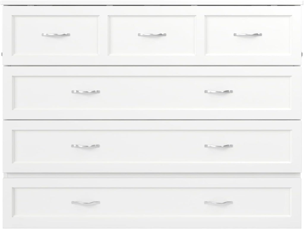 AFI, Northfield Murphy Bed Chest Full with 6' Mattress, Storage Drawer & Built-in USB Charger, White