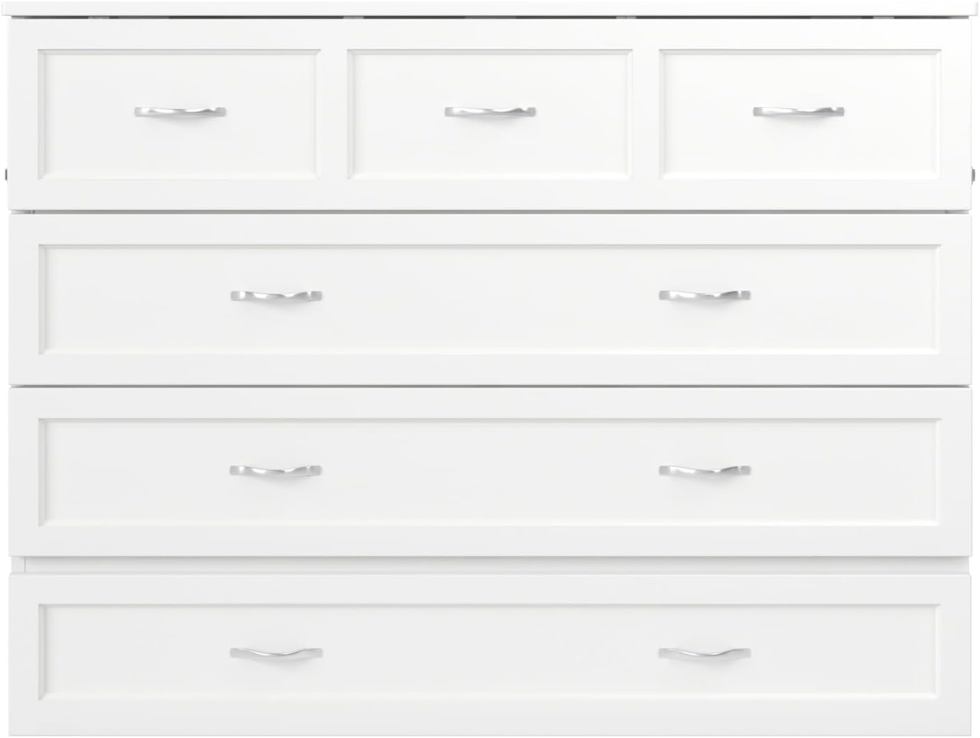 AFI, Northfield Murphy Bed Chest Full with 6' Mattress, Storage Drawer & Built-in USB Charger, White