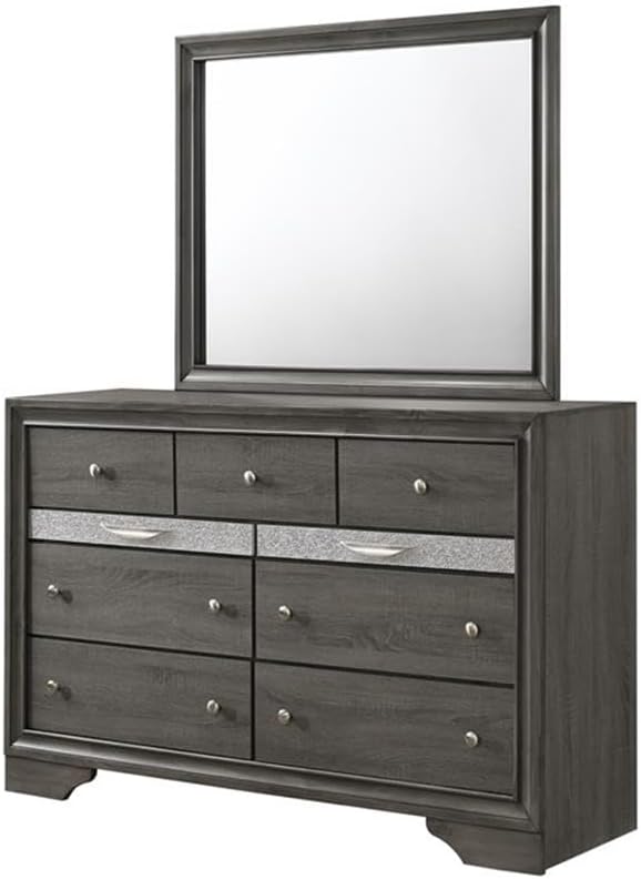 Matrix Traditional Style Queen 5 PC Storage Bedroom Set in Gray Made with Wood