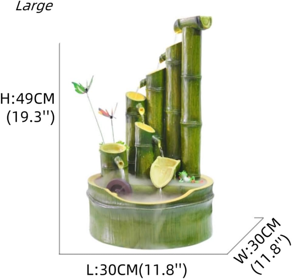 Indoor Tabletop Bamboo Fountains with Automatic Pump, Small Indoor Zen Meditation Relax Waterfall, Decorative Feng Shui Tabletop Fountain Waterfalls for Home Office Bedroom Desk(Green B,Large)