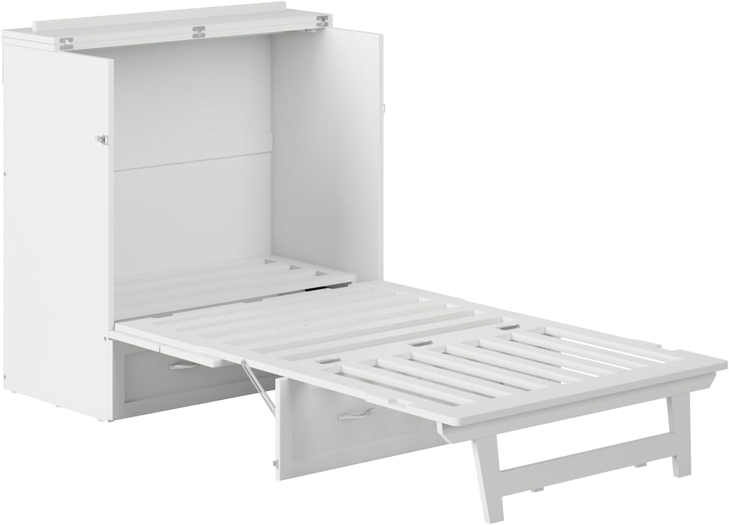 AFI, Northfield Murphy Bed Chest Twin XL with 6' Mattress, Storage Drawer & Built-in USB Charger, White