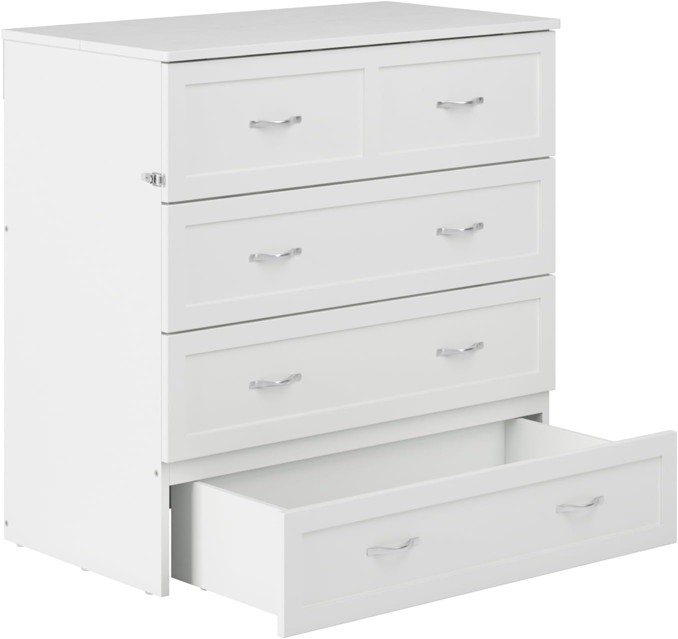 AFI, Northfield Murphy Bed Chest Twin XL with 6' Mattress, Storage Drawer & Built-in USB Charger, White
