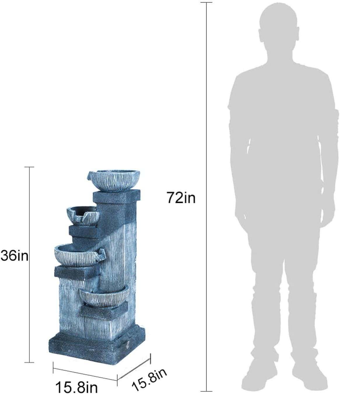 Decorative Garden Four Tier Water Fountain Outdoor with LED Lights