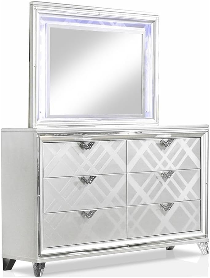 Furniture of America FOA Anaiya 5-Piece Contemporary Wood Queen Bedroom Set in White
