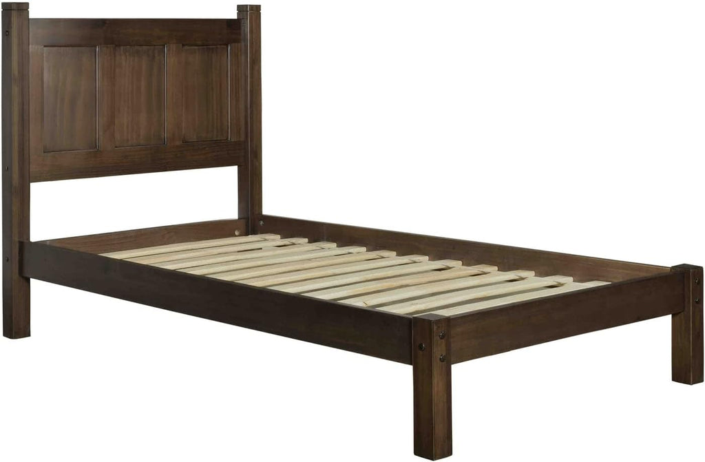 Grain Wood Furniture Shaker Solid Wood Panel Platform Bed, Twin Size, Expresso
