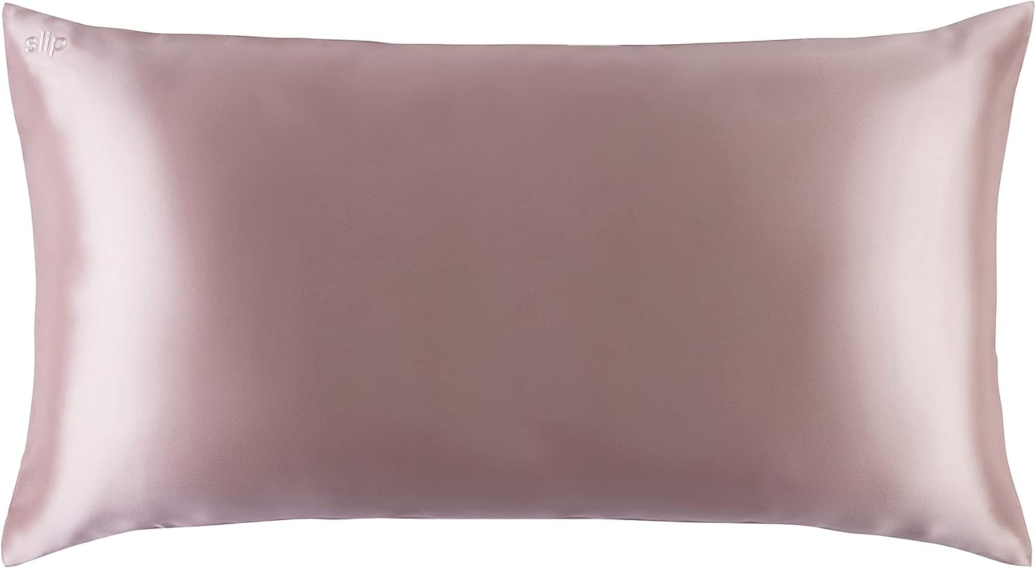 slip King Pure Silk Pillow Case - 100% Pure 22 Momme Mulberry Silk- King Size Standard Pillow Case - Anti-BedHead, Anti-Sleep Crease, Pink (20' x 36')