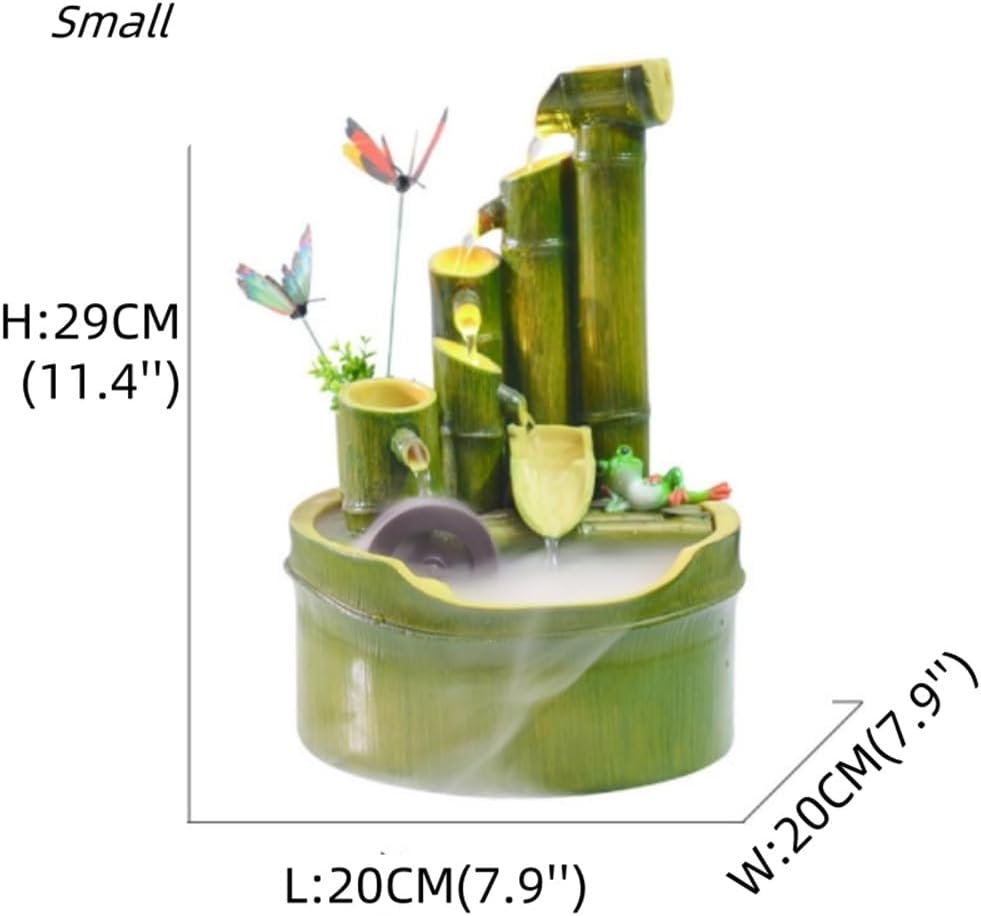 Indoor Tabletop Bamboo Fountains with Automatic Pump, Small Indoor Zen Meditation Relax Waterfall, Decorative Feng Shui Tabletop Fountain Waterfalls for Home Office Bedroom Desk(Green B,Small)