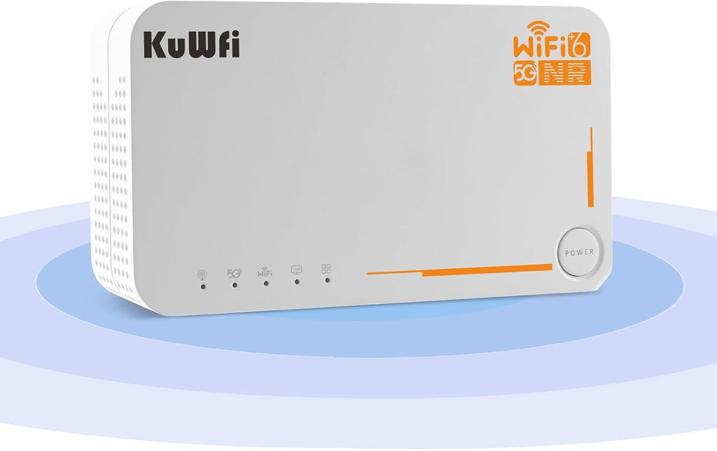 KuWFi 5g Router with sim Card Slot Unlocked,AX3600 WiFi-6 Modem with Sim Card Slot,NR NSA/SA 5G NR SA NSA AX3000 WiFi 6 CPE Router with Battery use for Outdoor and Indoor