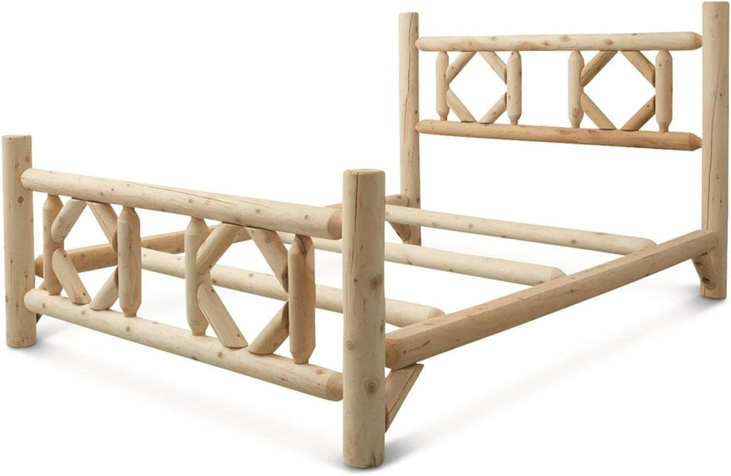 CASTLECREEK Log Bed Frame, Wood Queen Bed Frame with Headboard