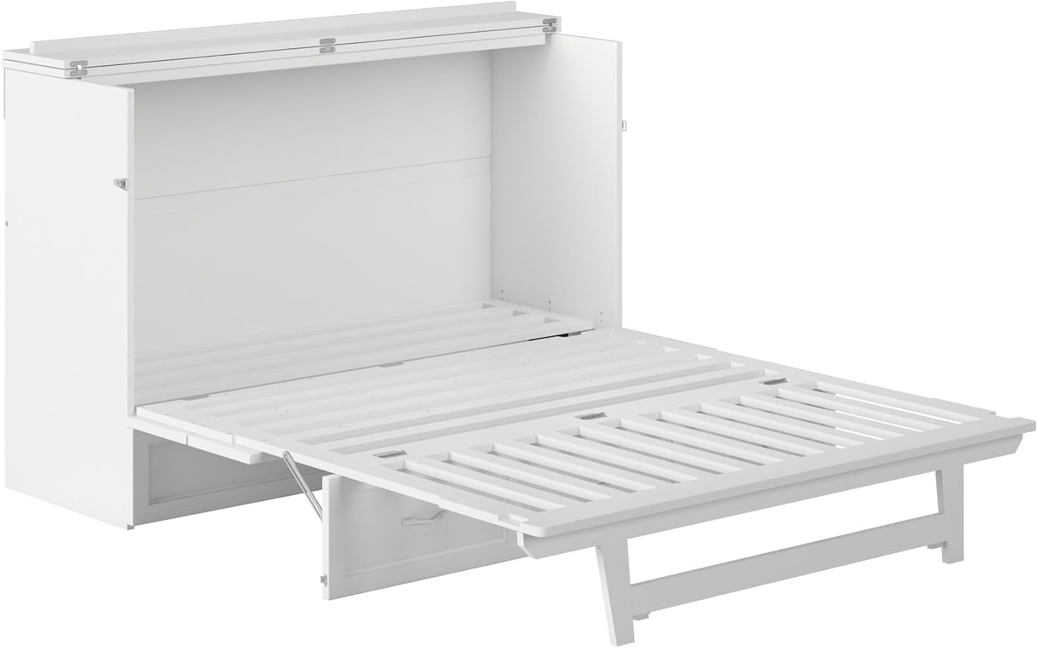 AFI Northfield Queen Size Murphy Bed Chest with Mattress, Storage, & Built-in Charger in White