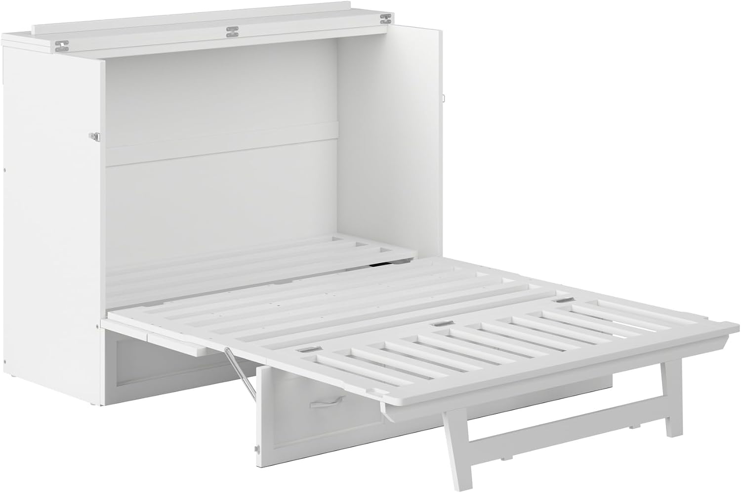 AFI, Northfield Murphy Bed Chest Full with 6' Mattress, Storage Drawer & Built-in USB Charger, White
