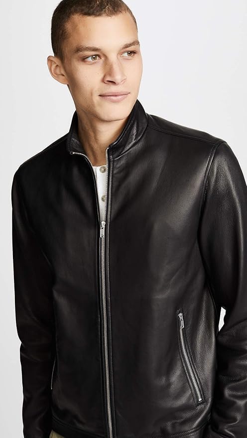 Theory Men's Morvek L.kelleher Leather Outerwear Jackets, Black, Medium US