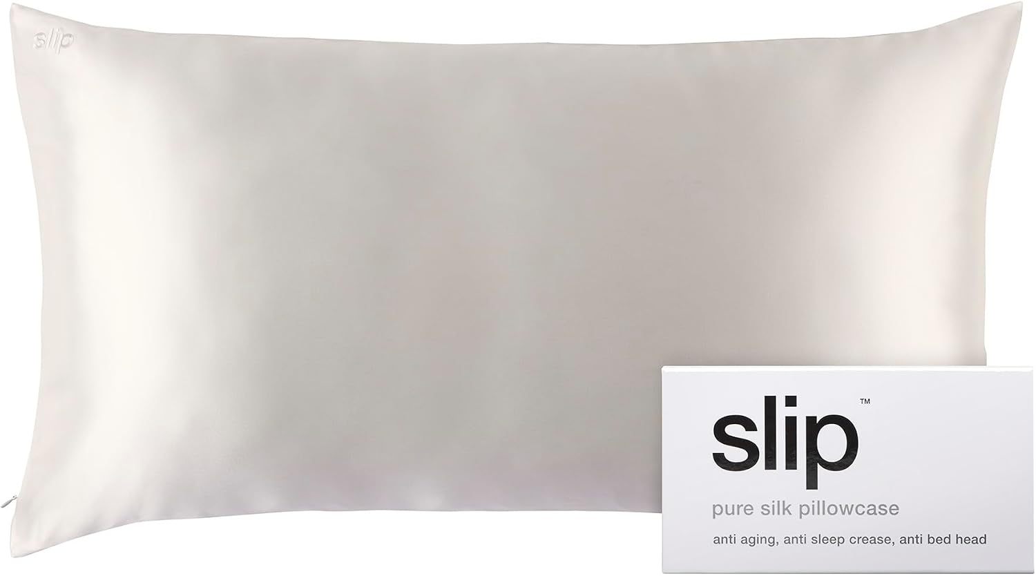 slip King Pure Silk Pillow Case - 100% Pure 22 Momme Mulberry Silk - King Size Standard Pillow Case -Anti-BedHead, Anti-Sleep Crease, White (20' x 36')