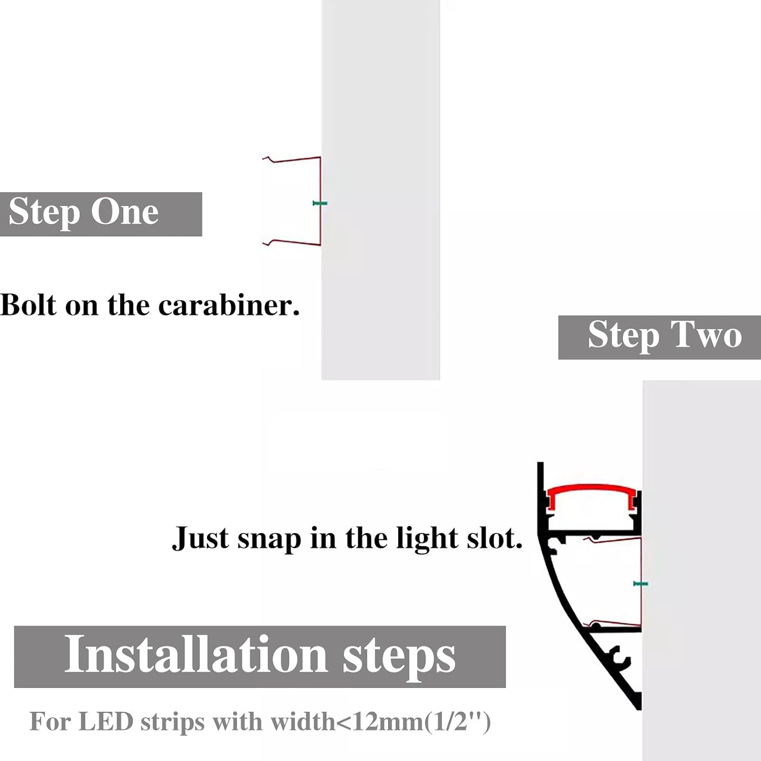 LED Strip Wall Lights - Black Aluminium Diffuser Channel Profile for Home Decor, 18m (59ft) LED Trim System, Perfect for Bedrooms & Accent Lighting