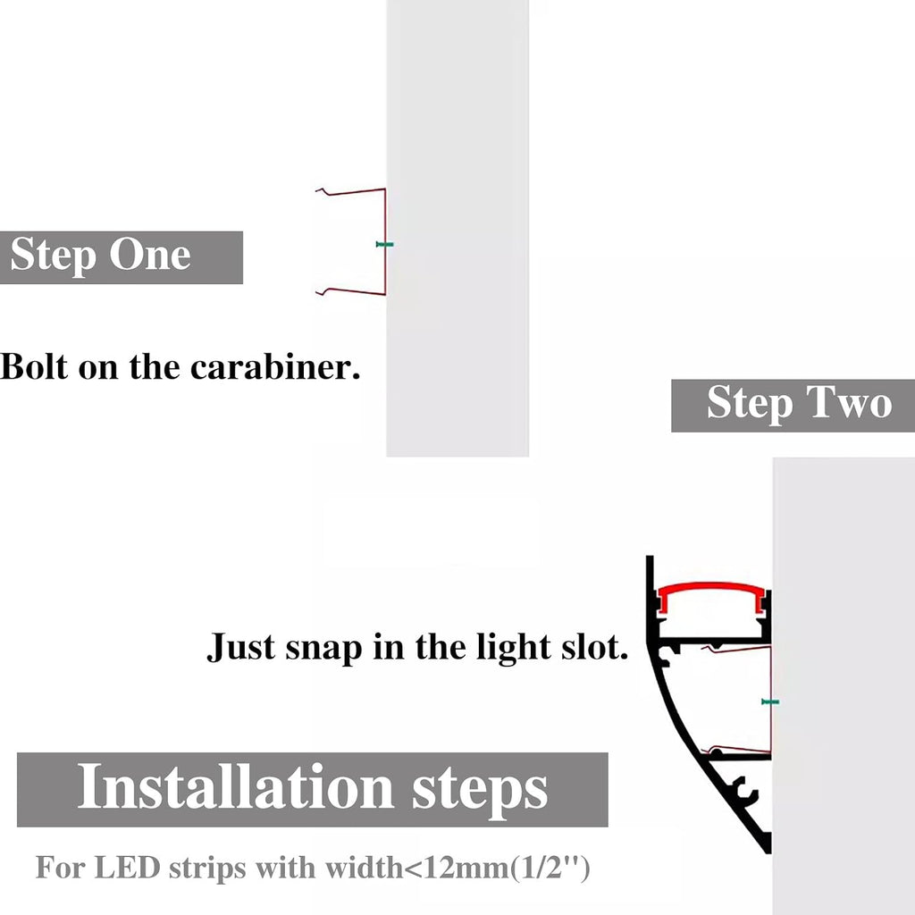 LED Wall Light Strip - Aluminum Diffuser Channel for Home Decor, 10m (32.8ft) LED Trim System for Bedrooms, Modern Wire Lighting Solution (Black)