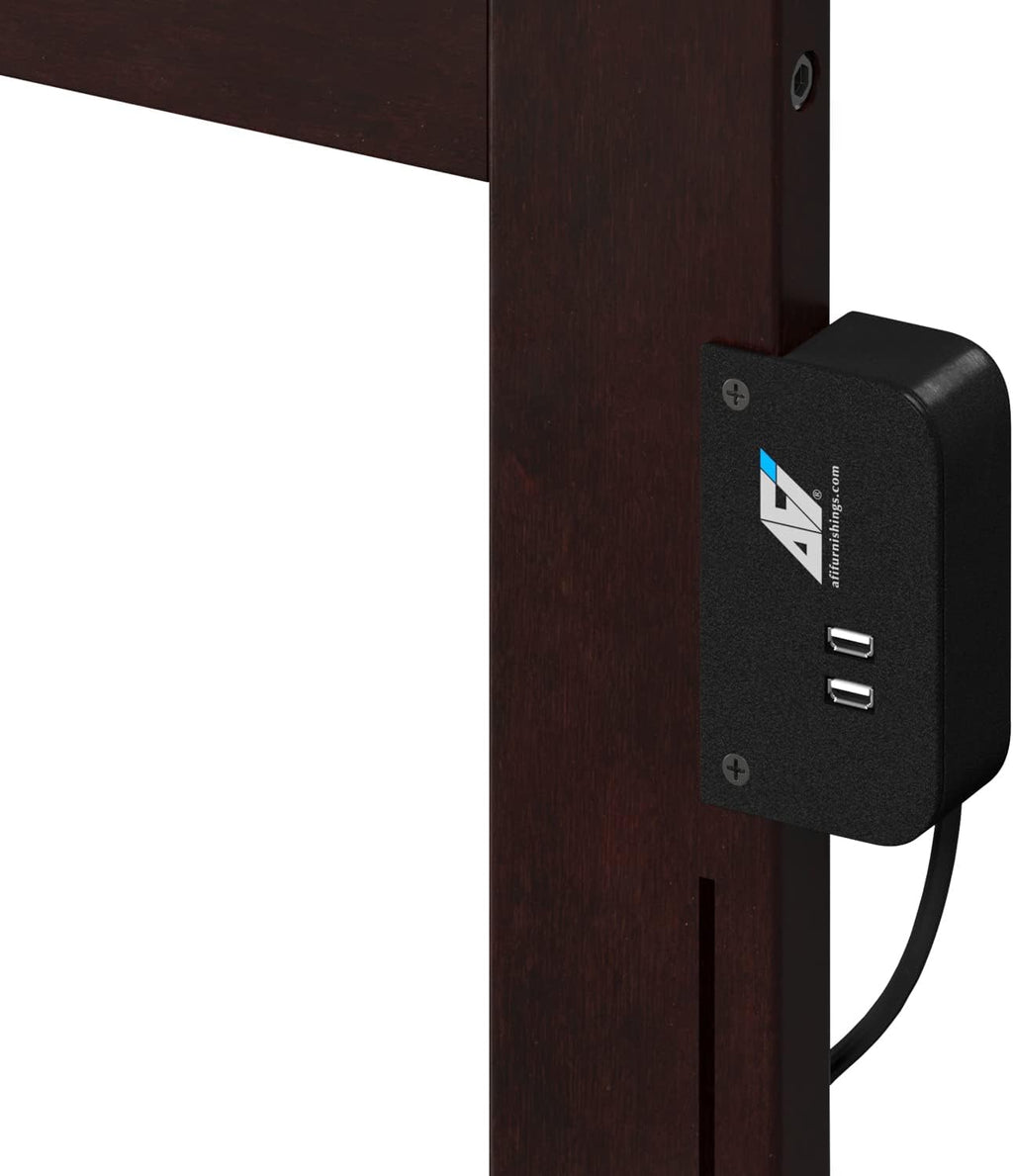 AFI Colorado Full Size Platform Bed with Twin Trundle and Charging Station in Espresso