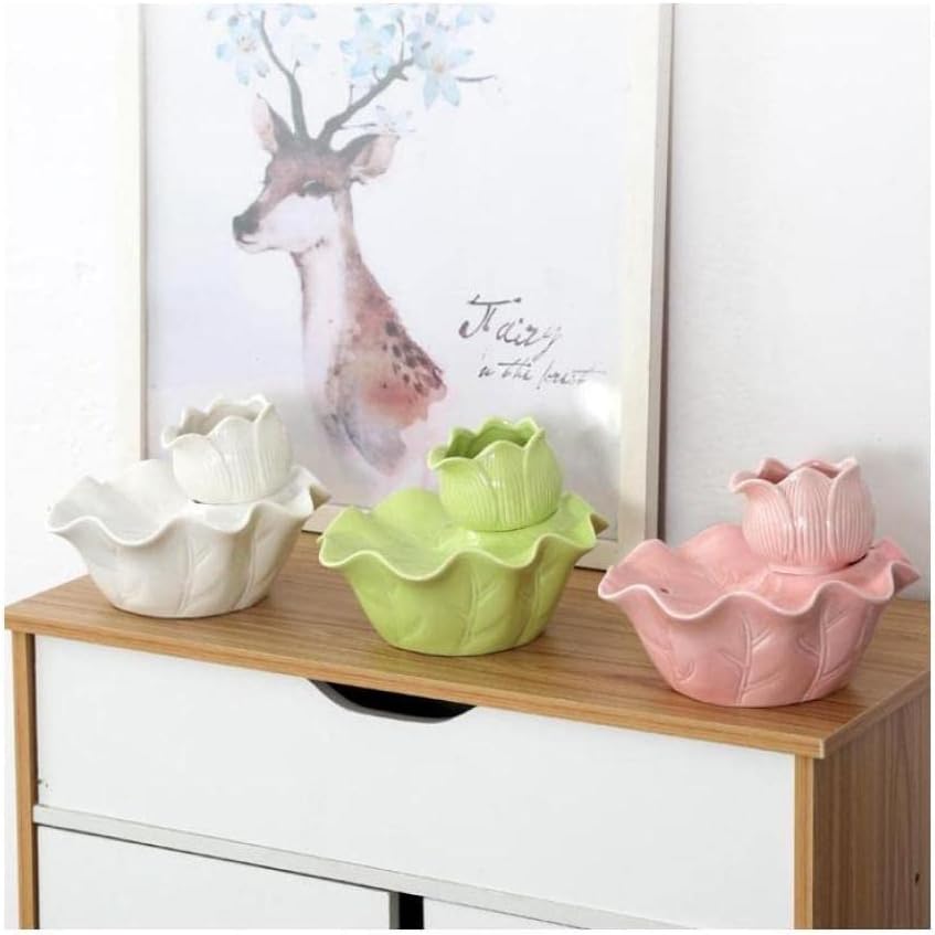 Lotus Leaf Tabletop Fountains Indoor Water Fountain with 1300Ml Water Fountain Home Desktop Fountain Decoration for Home Offi Bedroom Decor Relaxation,Green