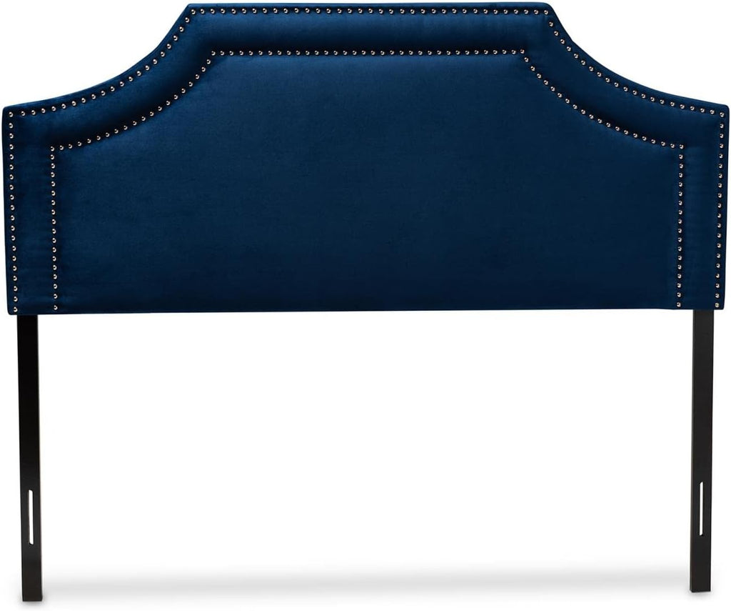 Baxton Studio Avignon Modern and Contemporary Navy Blue Velvet Fabric Upholstered Queen Size Headboard