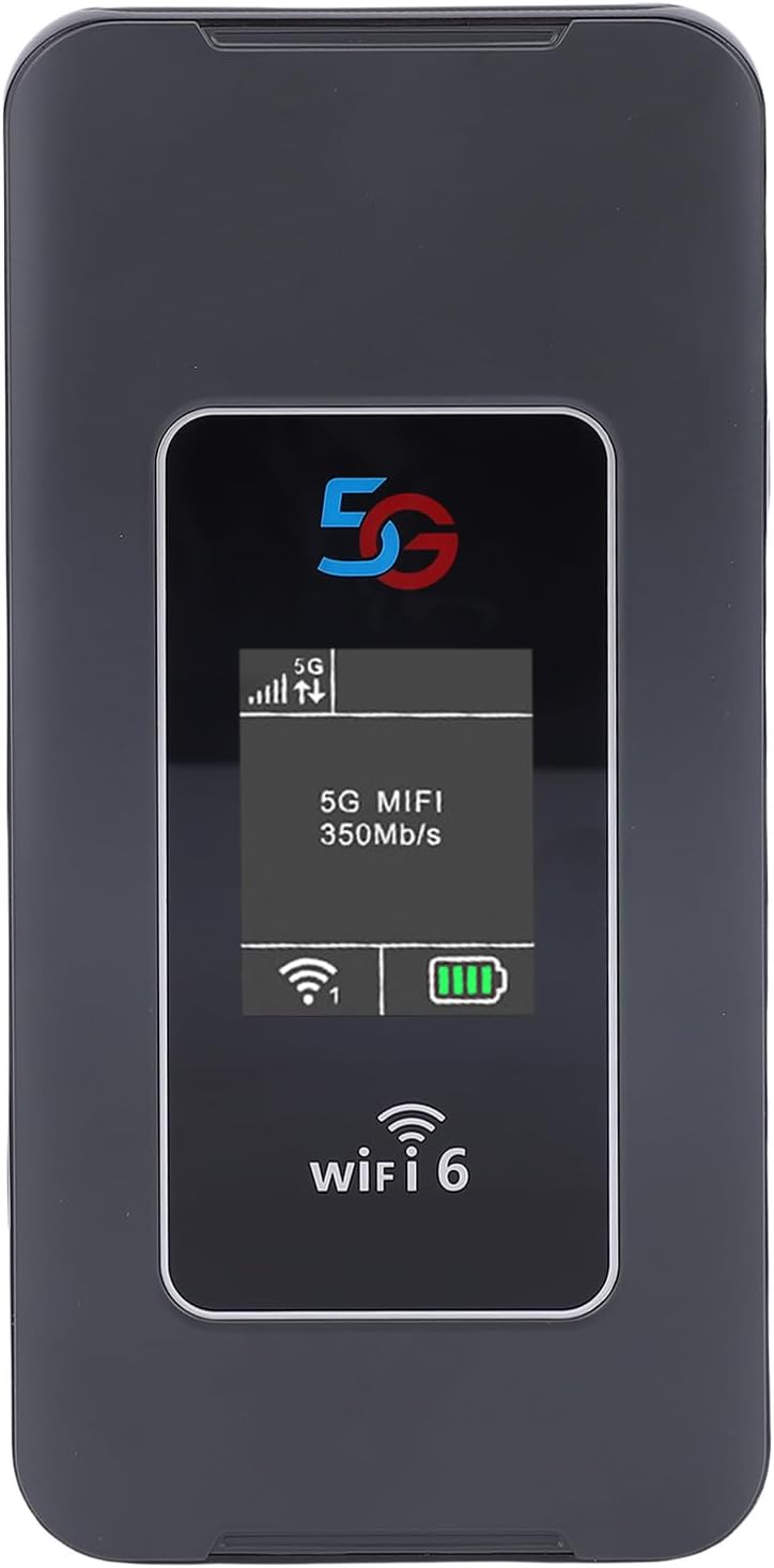 5G Mobile Hotspot, WiFi 6, 2,4 GHz, 5,8 GHz, Portable Router with SIM Card Slot, 32 Devices, 8000mAh, Support 4G LTE Mobile Internet, for Travel, Home, Work