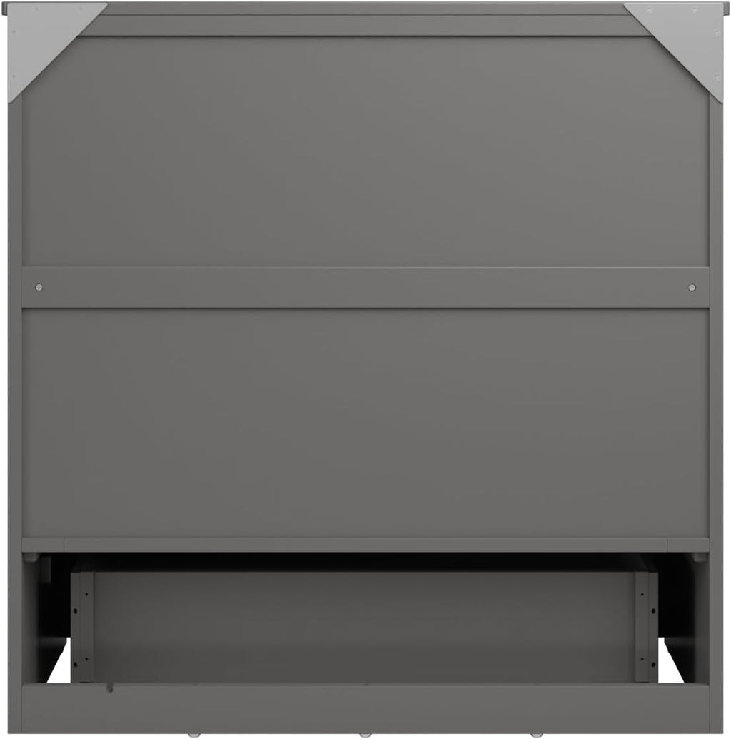 AFI, Northfield Murphy Bed Chest Twin XL with 6' Mattress, Storage Drawer & Built-in USB Charger, Grey