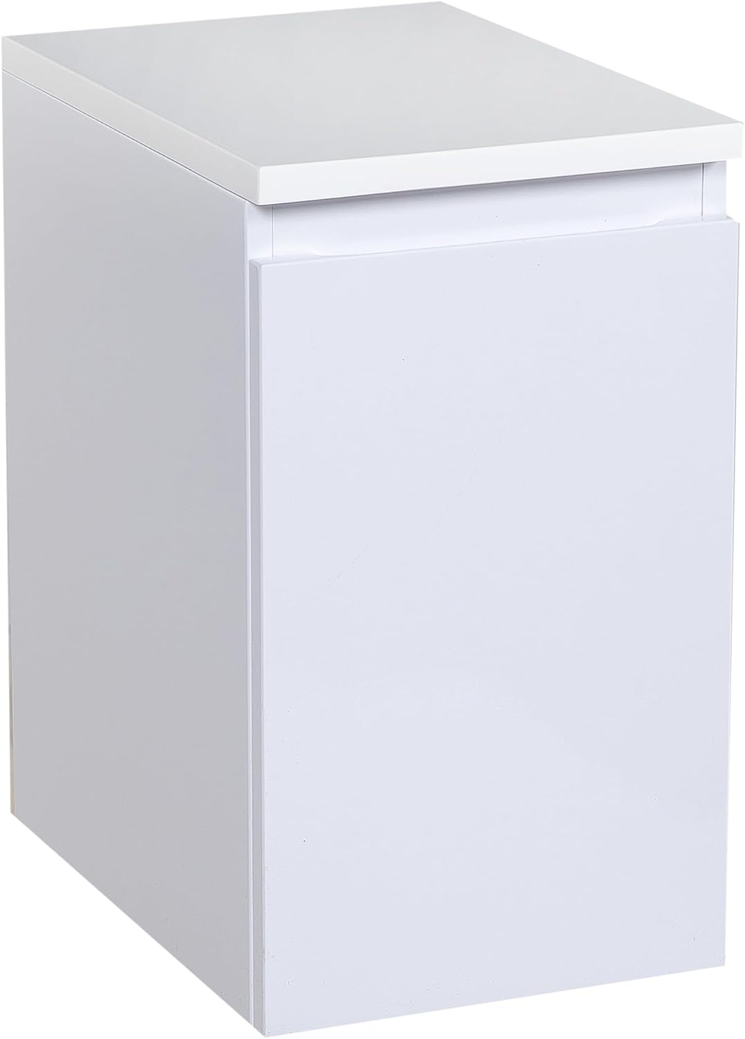 Modern Wall-Mounted Bathroom Vanity with Washbasin | Wave White High Gloss Mirror with Side Vanity Cabinet | Non-Toxic Fire-Resistant MDF-44 (32+12)-Omega Mirror R-line 24'