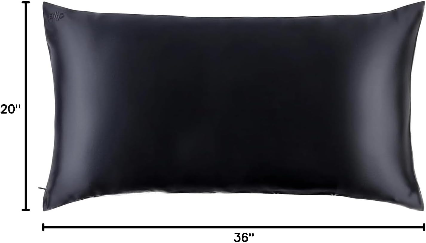 slip King Pure Silk Pillow Case - 100% Pure 22 Momme Mulberry Silk - King Size Standard Pillow Case -Anti-BedHead, Anti-Sleep Crease, Black (20' x 36')