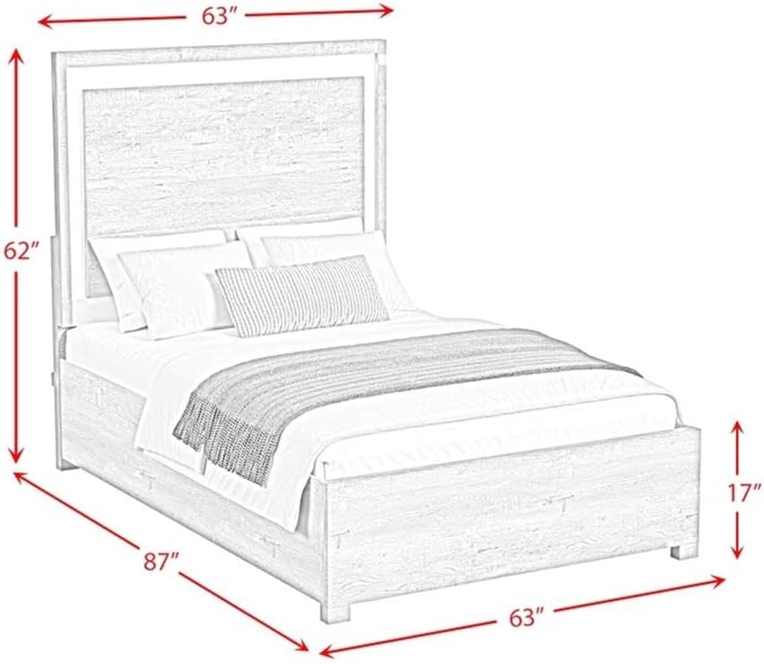 Pemberly Row Contemporary Wood Queen 5-Piece Bedroom Set, Dual Tone Finish, LED Headboard, USB Nightstand, Dovetail Drawers, Modern Design for Stylish and Functional Bedroom Decor