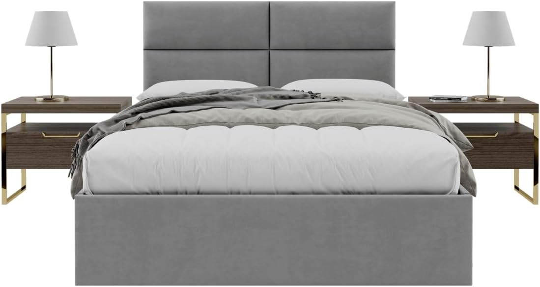 Vänt Upholstered Wall Mounted Headboard Panels -Isabelle Layout - 60' X 23' -Configuration of 4 Individual Panels - Recommended for Queen-Full - Micro Suede/Charcoal Grey