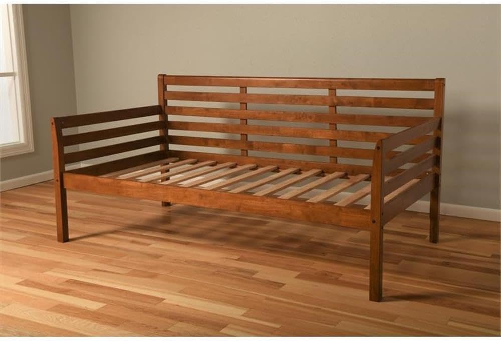 Kodiak Furniture Twin Size Daybed with Wooden Slats in Wood, in Brown, No Box Spring Needed, Easy Assembly
