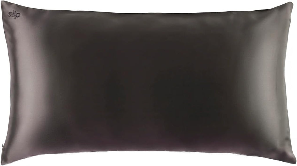 slip King Pure Silk Pillow Case - 100% Pure 22 Momme Mulberry Silk - King Size Standard Pillow Case -Anti-BedHead, Anti-Sleep Crease, Charcoal (20' x 36')