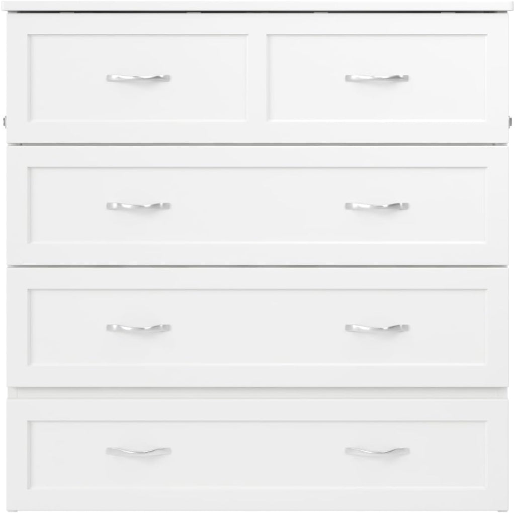 AFI, Northfield Murphy Bed Chest Twin XL with 6' Mattress, Storage Drawer & Built-in USB Charger, White