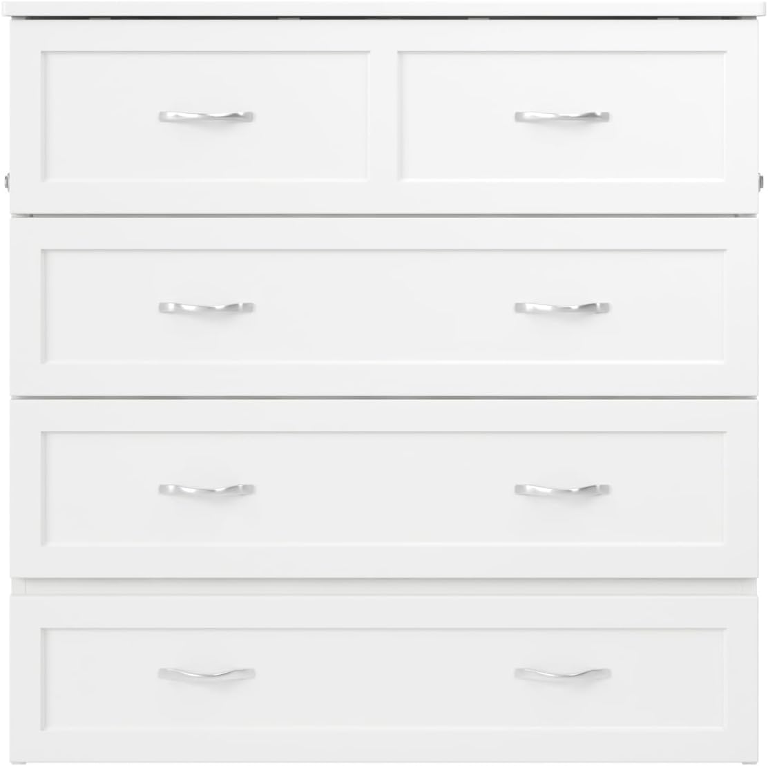 AFI, Northfield Murphy Bed Chest Twin XL with 6' Mattress, Storage Drawer & Built-in USB Charger, White