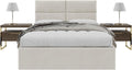 Vänt Upholstered Wall Mounted Headboard Panels -Isabelle Layout - 60' X 23'-Configuration of 4 Individual Panels - Recommended for Queen-Full - Micro Suede/Neutral Sand