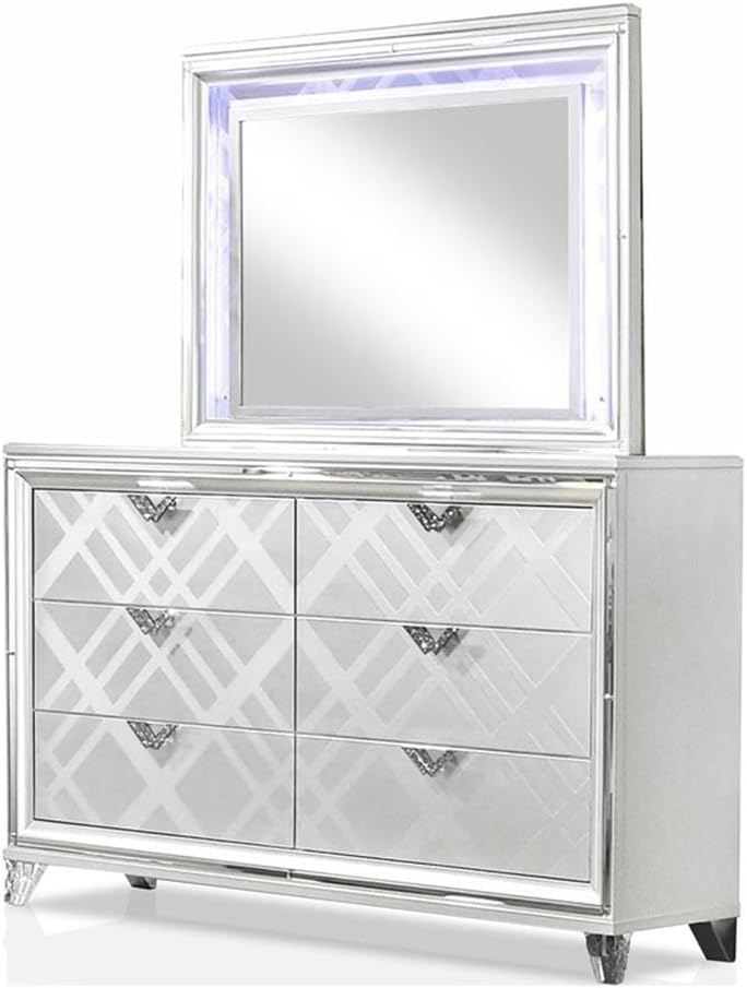 Furniture of America FOA Anaiya 5-Piece Contemporary Wood Queen Bedroom Set in White