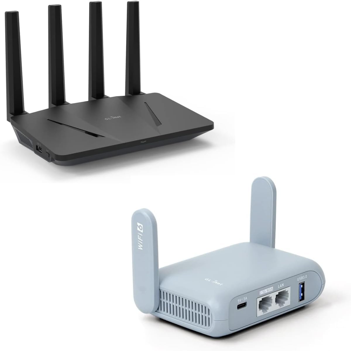 GL.iNet GL-AX1800(Flint) WiFi 6 Dual Band Gigabit Wireless Internet Router & GL-MT3000 (Beryl AX) Portable Travel Router