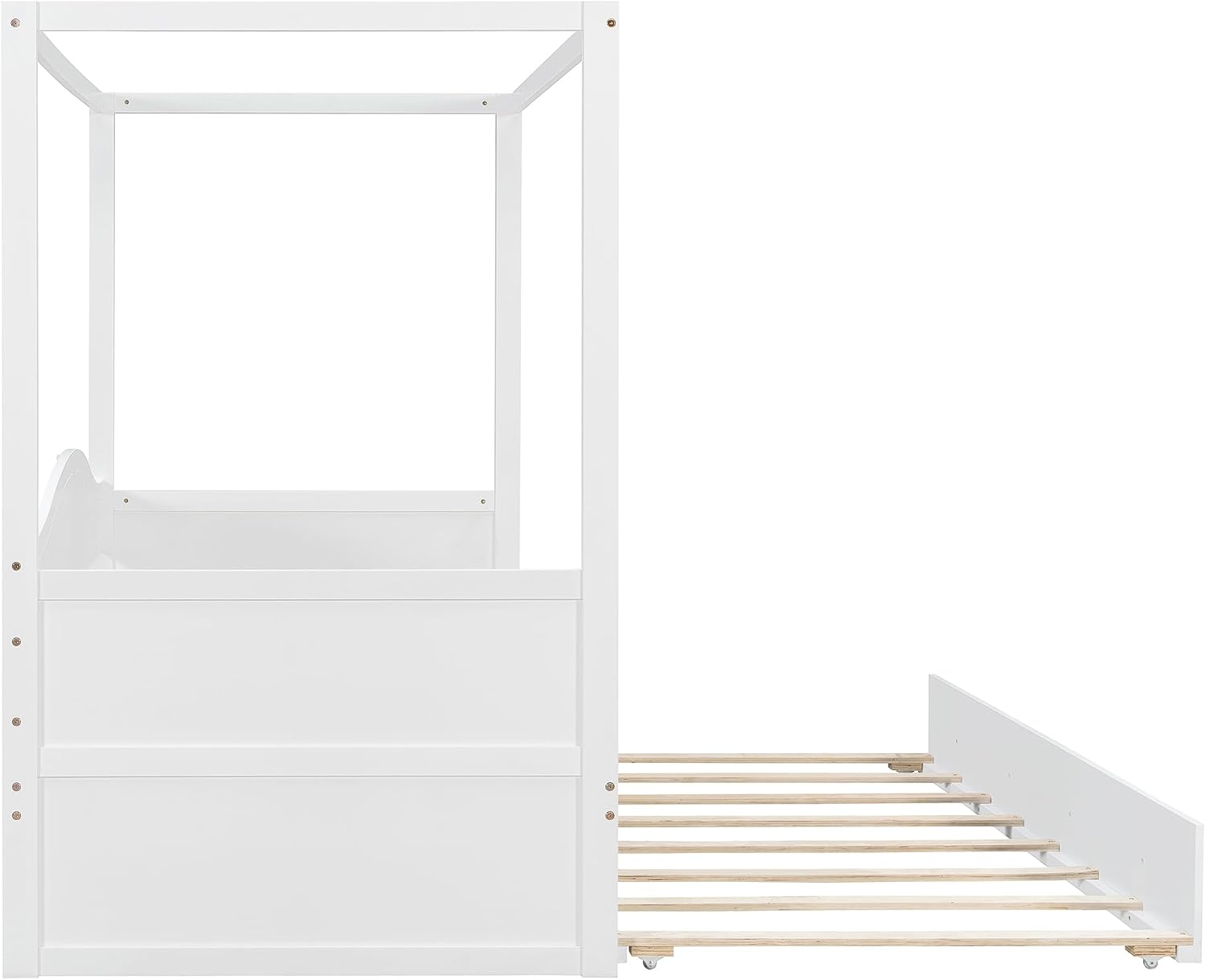 Harper & Bright Designs Twin Size Canopy Day Bed with Twin Size Trundle, White