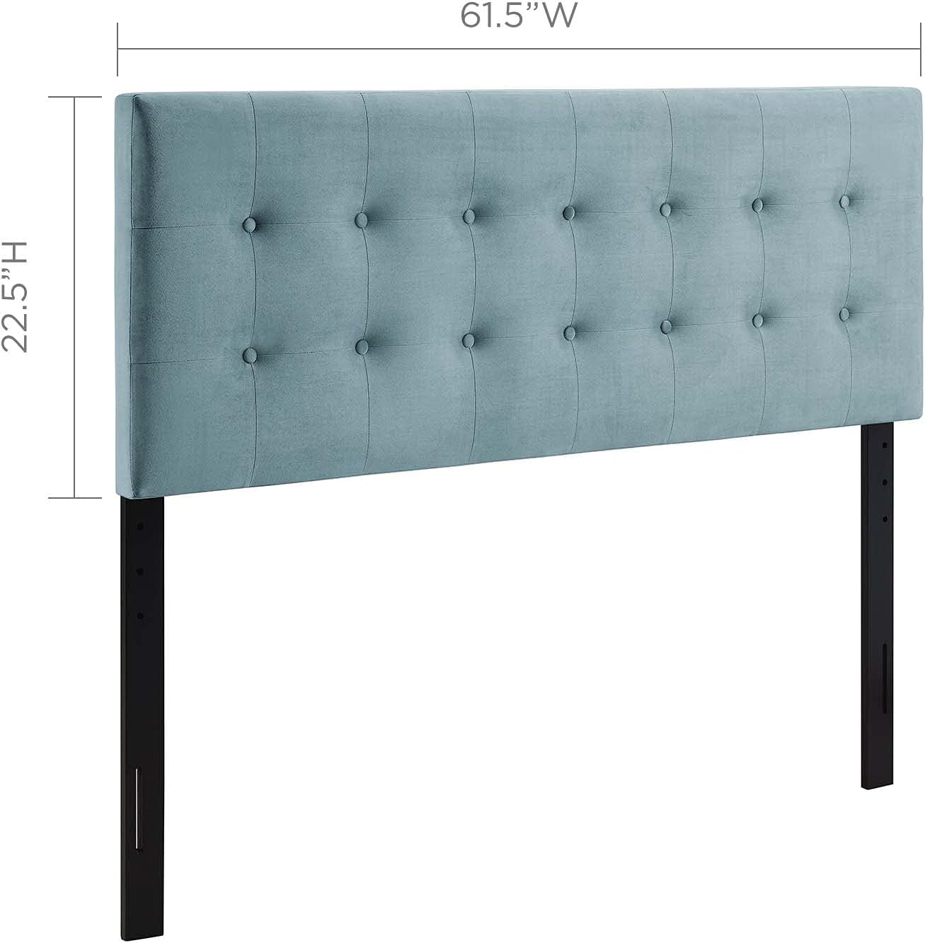 Modway Emily Queen Biscuit Tufted Performance Velvet Headboard, Light Blue