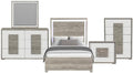 Pemberly Row Contemporary Wood Queen 5-Piece Bedroom Set, Dual Tone Finish, LED Headboard, USB Nightstand, Dovetail Drawers, Modern Design for Stylish and Functional Bedroom Decor