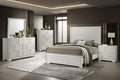 MASARA 5-Piece Contemporary Bedroom Set, Queen Size, White, Solid Rubberwood with Textured Panels.