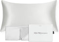 FluffCo 100% Pure Mulberry Silk Pillowcase - King Size 20' x 36' - 22 Momme 6A Grade Natural Silk for Hair and Skin Care - Luxurious Cooling Hotel Quality Sateen Body Pillowcase - Silver